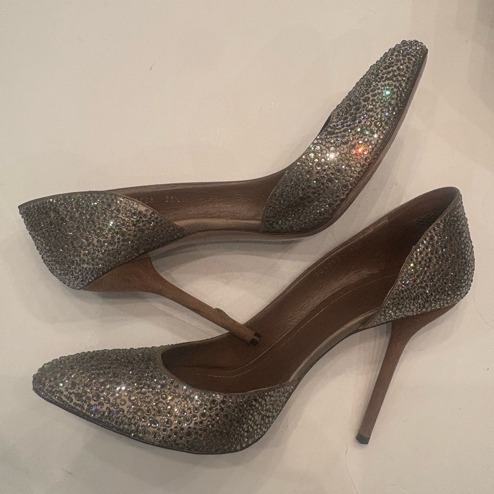 Gucci Silver Rhinestone Heels